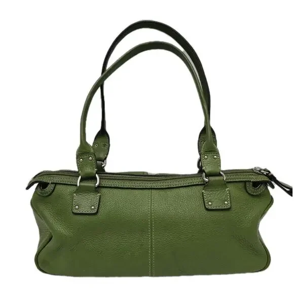 Fossil Satchel Purse Tote Green Leather Top Handles Buckle Pockets Doctors Bag - Picture 3 of 14